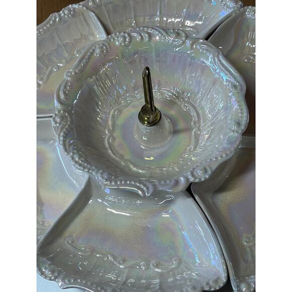 Vintage 4 Piece Divided Fruit Serving Tray dipping bowl.Kitchen Marked Cali. USA - Picture 7 of 9
